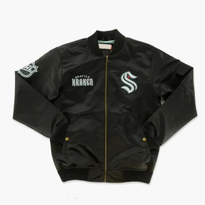 Seattle Kraken Team Leader Black Bomber Jacket