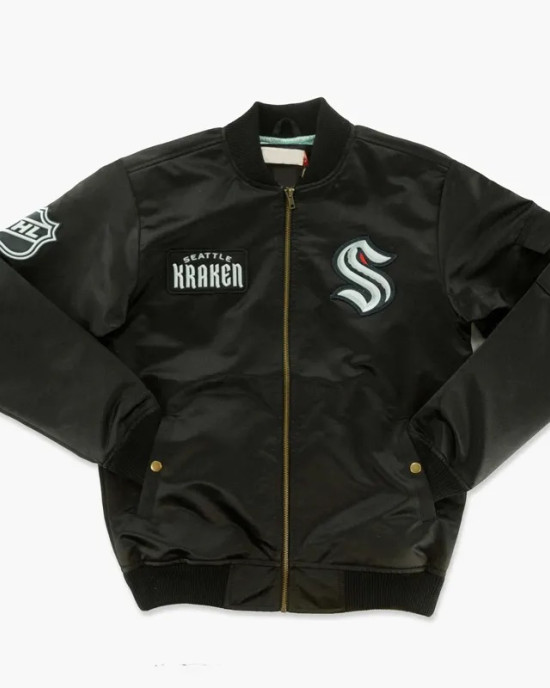 Seattle Kraken Team Leader Black Bomber Jacket