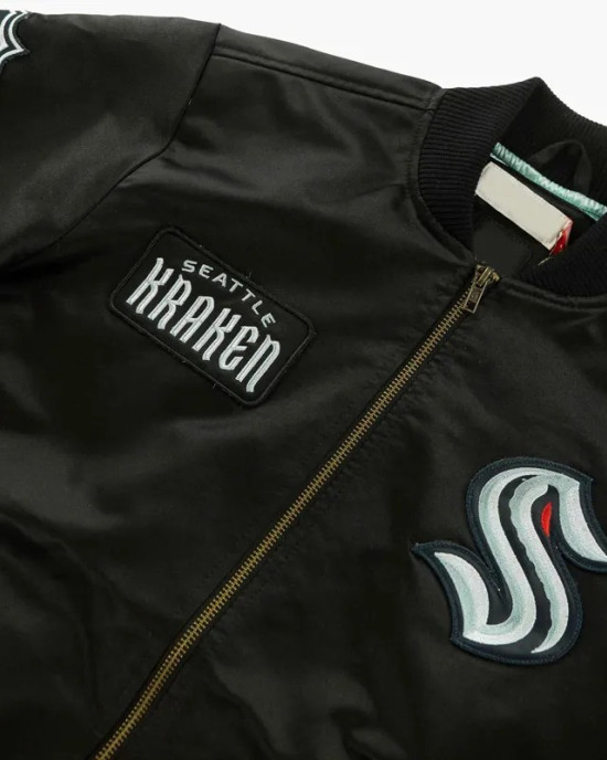 Seattle Kraken Team Leader Black Bomber Jacket