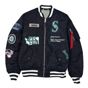 Seattle Mariners Full-Zip Navy Bomber Jacket