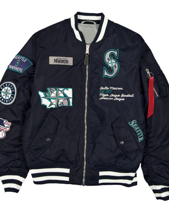Seattle Mariners Full-Zip Navy Bomber Jacket