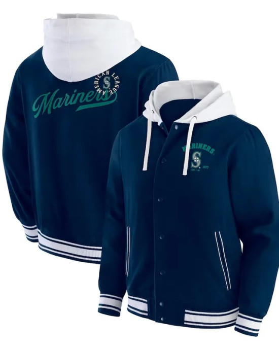 Seattle Mariners Navy Cotton Hooded Jacket