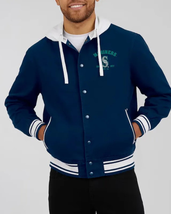 Seattle Mariners Navy Cotton Hooded Jacket