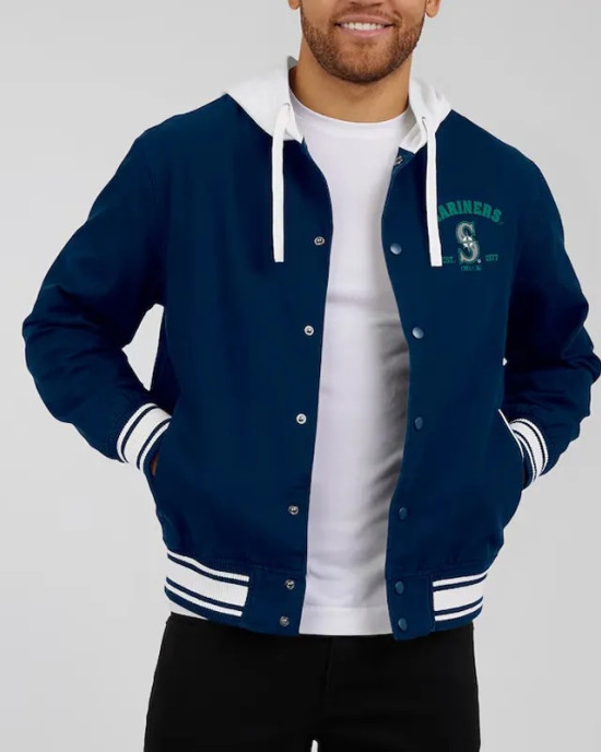 Seattle Mariners Navy Cotton Hooded Jacket