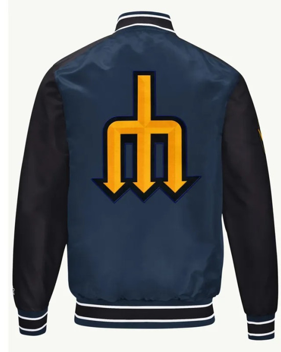 Seattle Mariners Navy Varsity Satin Jacket