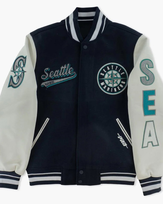 Seattle Mariners Script Tail Varsity Jacket Seattle Mariners Script Tail Varsity Jacket