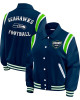 Seattle Seahawks Lightweight Navy Varsity Satin Jacket