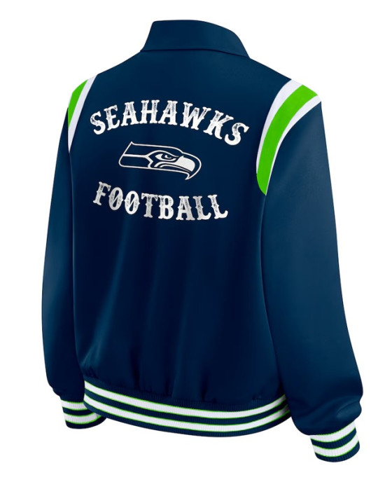 Seattle Seahawks Lightweight Navy Varsity Satin Jacket