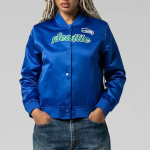 Seattle Seahawks Throwback Graphics Royal Satin Jacket  
