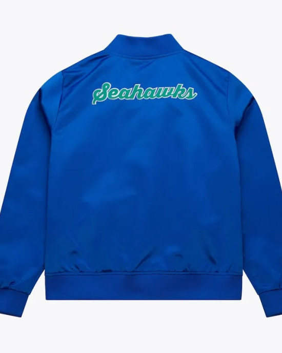 Seattle Seahawks Throwback Graphics Royal Satin Jacket