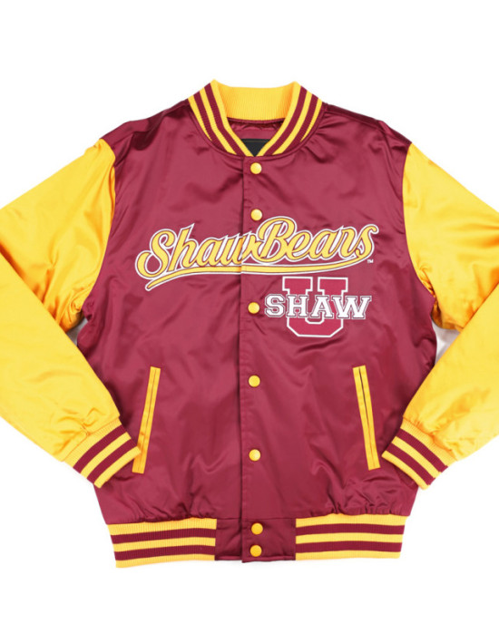 Shaw University Garnet and Gold Baseball Jacket Shaw University Garnet and Gold Baseball Jacket