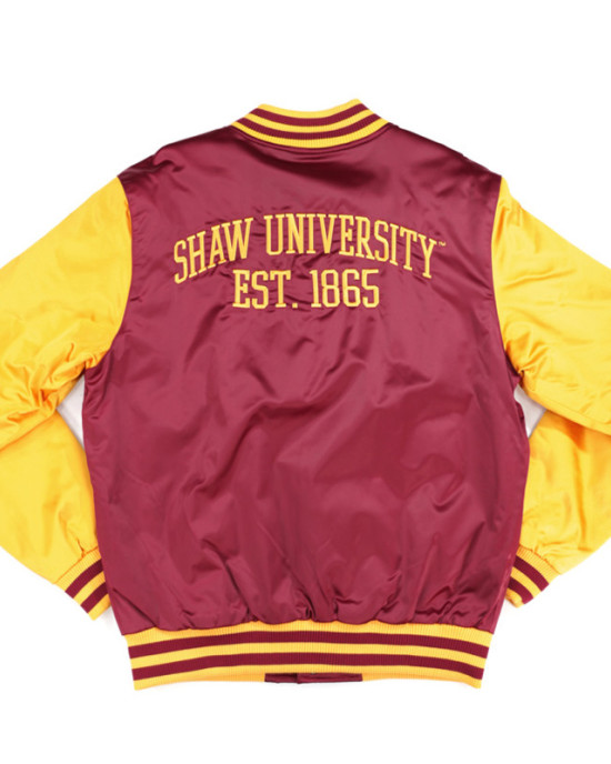 Shaw University Garnet and Gold Baseball Jacket Shaw University Garnet and Gold Baseball Jacket