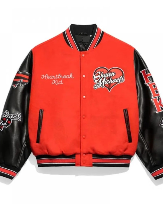 Shawn Michaels HBK Varsity Wool and Leather Jacket Shawn Michaels HBK Varsity Wool and Leather Jacket