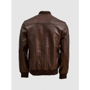 Brown Sheep Leather Bomber Jacket