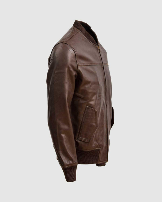 Sheep Leather Black  Bomber Jacket