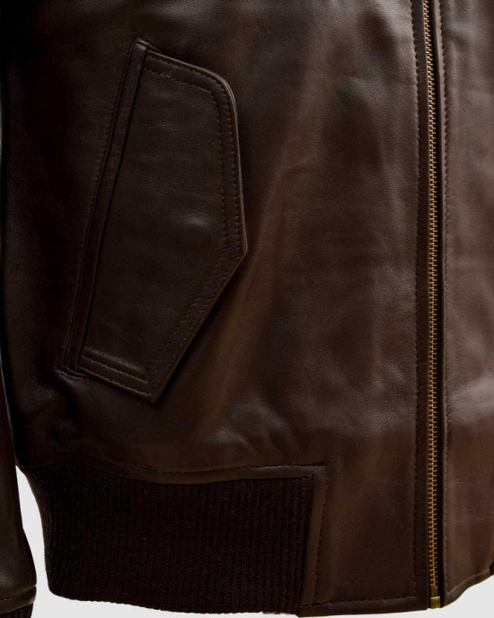 Sheep Leather Black  Bomber Jacket