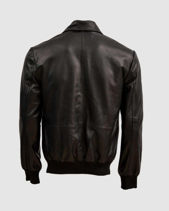 Sheep Leather Black Bomber Jacket Sheep Leather Black Bomber Jacket