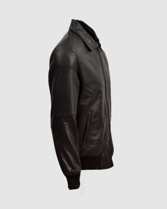 Sheep Leather Black Bomber Jacket Sheep Leather Black Bomber Jacket