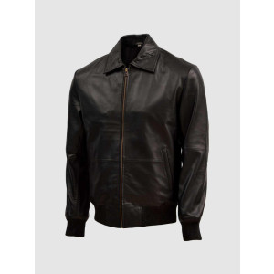 Sheep Leather Black  Bomber Jacket
