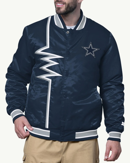 Shock Wave Dallas Cowboys Navy Satin Jacket