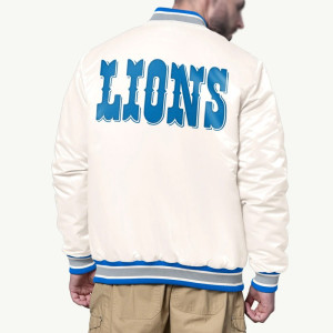 Shock Wave Detroit Lions Light Cream Satin Jacket