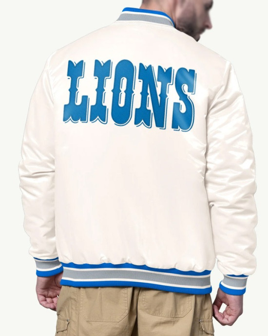 Shock Wave Detroit Lions Light Cream Satin Jacket
