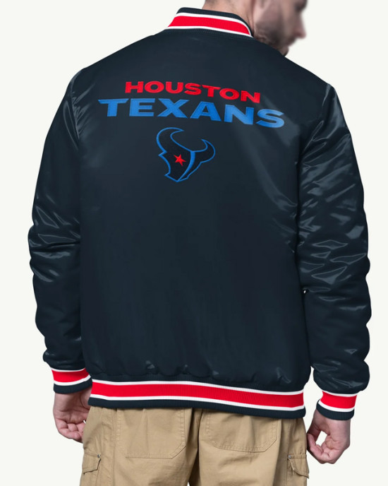 Shock Wave Houston Texans Navy Satin Jacket