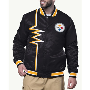 Shock Wave Pittsburgh Steelers Black Satin Jacket