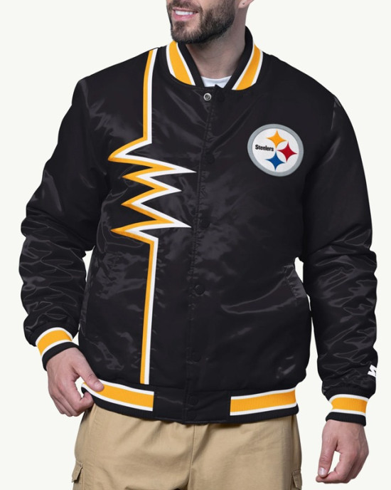Shock Wave Pittsburgh Steelers Black Satin Jacket