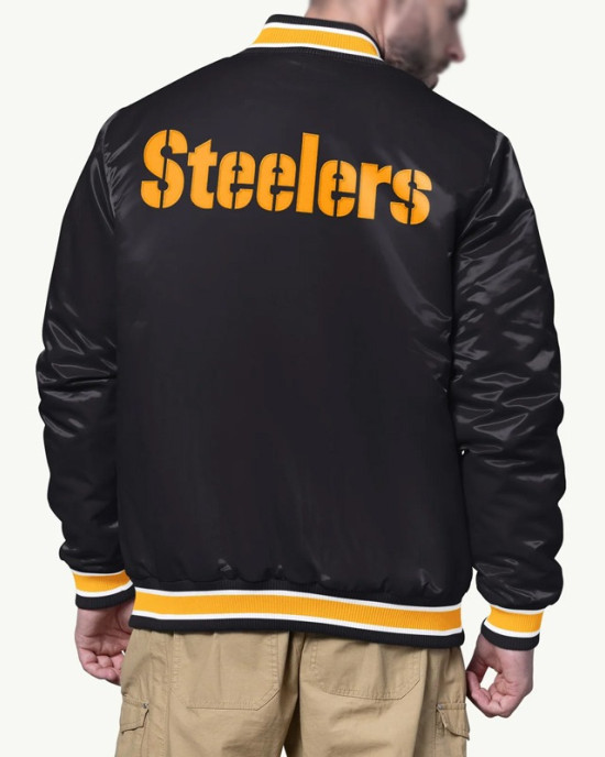Shock Wave Pittsburgh Steelers Black Satin Jacket