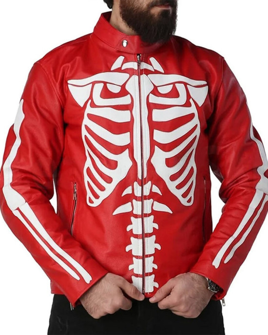 Skeleton Leather Red Jacket