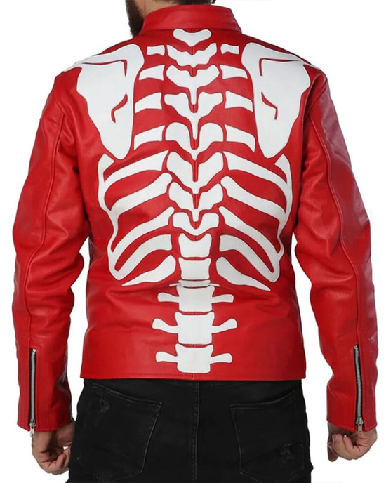 Skeleton Leather Red Jacket