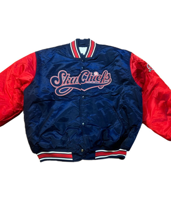 Skychiefs Mets Blue and Red Satin Jacket