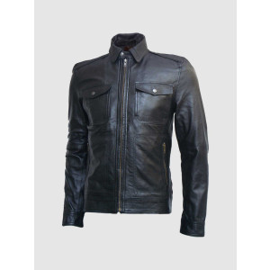 Slim Fit Biker Black Leather Jacket