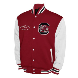 South Carolina Gamecocks Fleece Burgundy and White Varsity Jacket