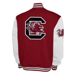 South Carolina Gamecocks Fleece Burgundy and White Varsity Jacket