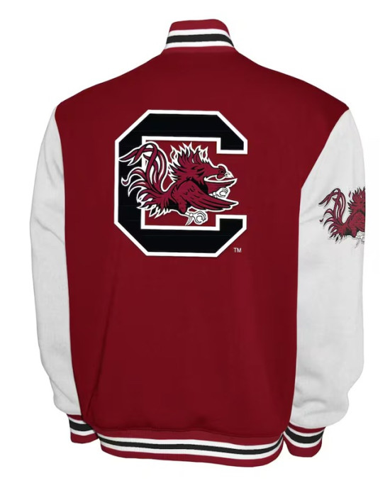 South Carolina Gamecocks Fleece Burgundy and White Varsity Jacket