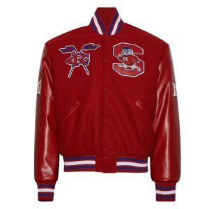 South Carolina State University Red Wool and Leather Varsity Jacket