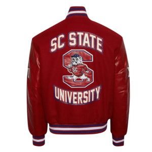 South Carolina State University Red Wool and Leather Varsity Jacket