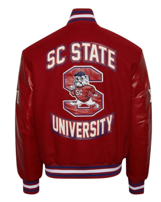 South Carolina State University Red Wool and Leather Varsity Jacket