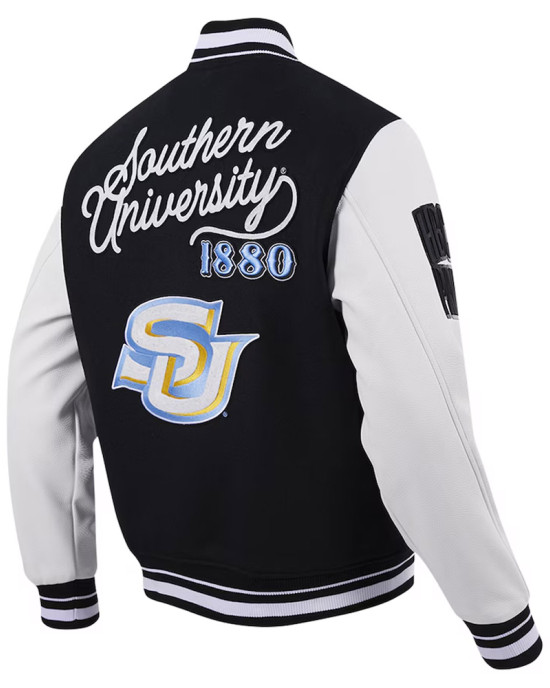 Southern University Jaguars Black and White Varsity Jacket Southern University Jaguars Black and White Varsity Jacket
