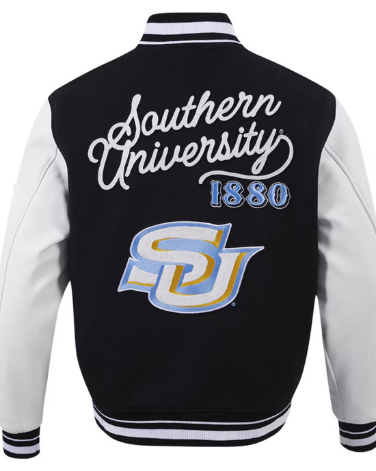 Southern University Jaguars Black and White Varsity Jacket Southern University Jaguars Black and White Varsity Jacket