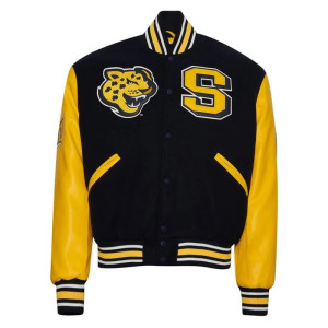 Southern University Jaguars Black & Gold Varsity Jacket - Unisex Wool & Leather