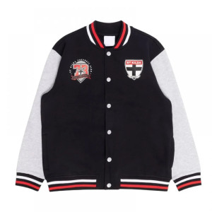 St Kilda Saints Black and Gray Varsity Fleece Jacket