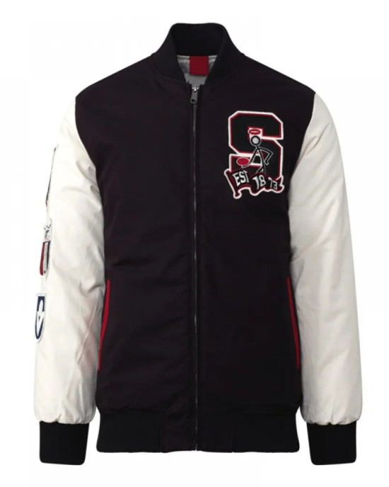 St Kilda Saints Collegiate Black and White Varsity Jacket St Kilda Saints Collegiate Black and White Varsity Jacket