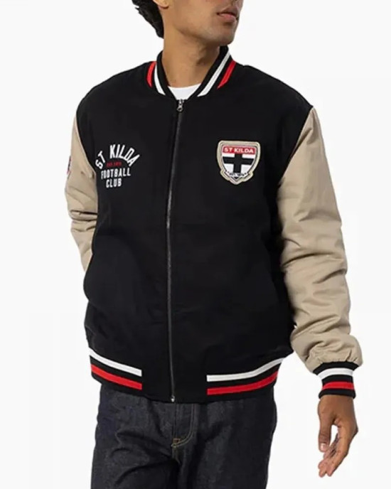 St Kilda Saints Lock Up Varsity Cotton Jacket St Kilda Saints Lock Up Varsity Cotton Jacket