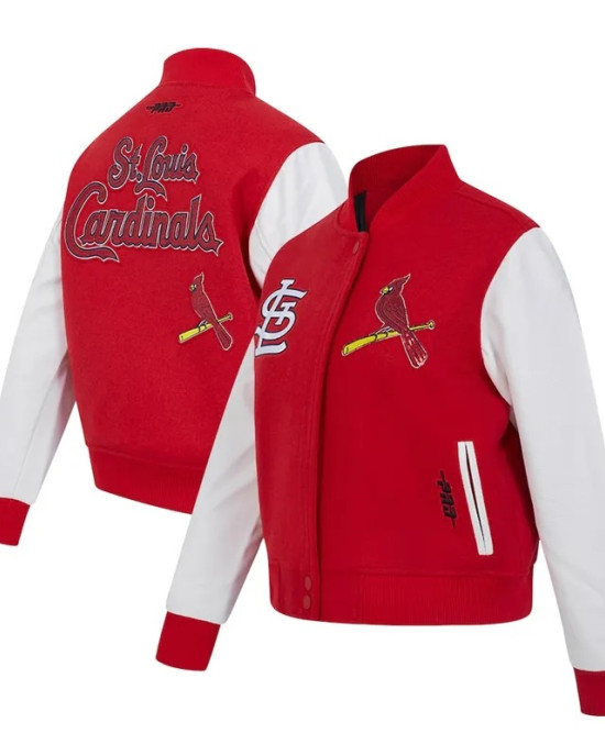 St. Louis Cardinals Game Day Classics Red Varsity Wool/Leather Jacket St. Louis Cardinals Game Day Classics Red Varsity Wool/Leather Jacket