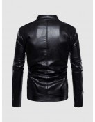 Stand Collar Leather Jacket
