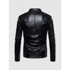 Stand Collar Leather Jacket
