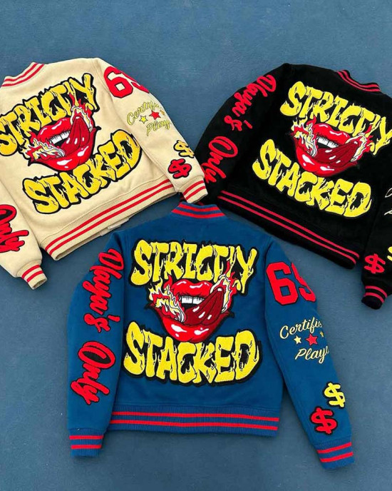 Strictly Stacked Playa’s Only Wool Varsity Jacket Strictly Stacked Playa’s Only Wool Varsity Jacket